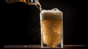 A glass of beer with splashes. photo