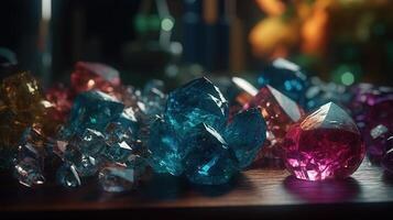 Close-up of Beautiful Crystals with Radiant Shine and Unique Formation. photo