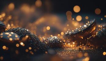 Sparkling Luxury. Glitter, Bokeh Sparkles, and Particles. photo