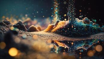 Sparkling Luxury. Glitter, Bokeh Sparkles, and Particles. photo