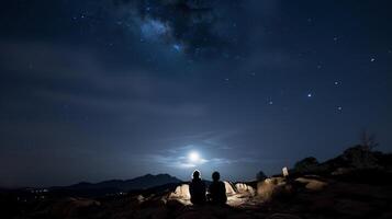 romance debajo el estrellado noche cielo. generativo ai foto