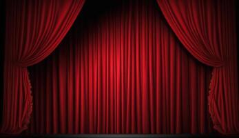 Bold and Dramatic Red Theatre Curtains. photo