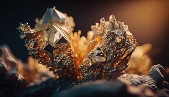 Close-up of Beautiful Crystals with Radiant Shine and Unique Formation. photo