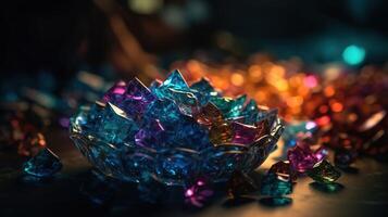 Close-up of Beautiful Crystals with Radiant Shine and Unique Formation. photo