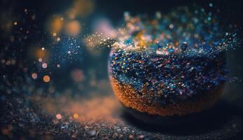 Sparkling Luxury. Glitter, Bokeh Sparkles, and Particles. photo