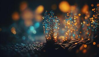 espumoso lujo. Brillantina, bokeh destellos, y partículas generativo ai foto