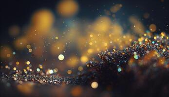 espumoso lujo. Brillantina, bokeh destellos, y partículas generativo ai foto