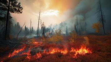 el devastador impacto de bosque incendios generativo ai foto