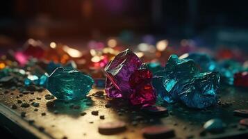 Close-up of Beautiful Crystals with Radiant Shine and Unique Formation. photo