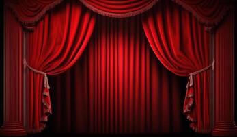 Bold and Dramatic Red Theatre Curtains. photo