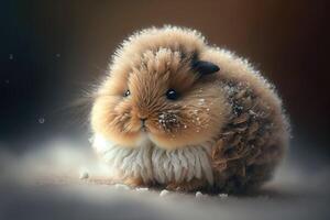 Cute animal's fluffy fur and round features immediately melted the viewer's heart. photo