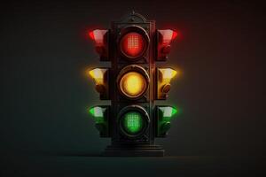 Traffic light front view. AI Generated photo