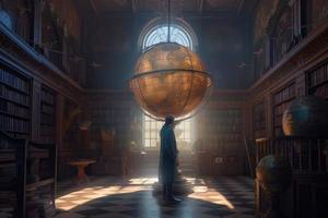 Astrological globe library. Generate Ai photo