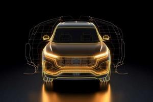 Golden suv car. Generate Ai photo