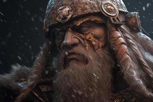 Angry old warrior viking. Generate Ai photo