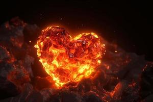 Heart jewel flames. Generate Ai photo