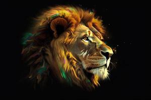 Colorful lion head. Generate Ai photo