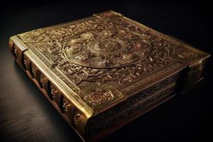 Ornate leather book. Generate Ai photo