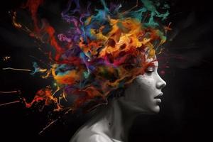 Colorful woman head. Generate Ai photo