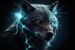 Wolf head electric. Generate Ai photo