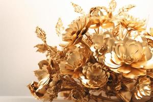 Gorgeous bouquet of gold flowers. Generate Ai photo