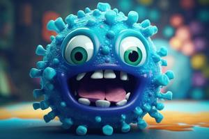 Blue virus character. Generate Ai photo