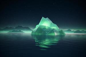 Neon iceberg floating. Generate Ai photo