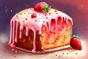 Strawberry cake cream. Generate Ai photo