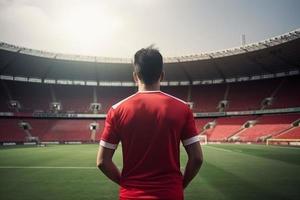 fútbol jugador estadio. generar ai foto