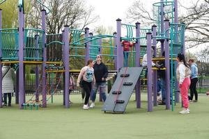 Beautiful Low Angle View of Wardown Public Park of Luton England Great Britain. Image was Captured on 07-April-2023 photo