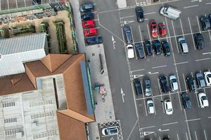 High Angle and Best Footage of New Built Modern Housing and Residential District at Barton Road Luton Town of England. The Footage was Captured with Drone's Camera on 17-April-2023 During Sunny Day photo