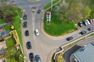 High Angle and Best Footage of New Built Modern Housing and Residential District at Barton Road Luton Town of England. The Footage was Captured with Drone's Camera on 17-April-2023 During Sunny Day photo