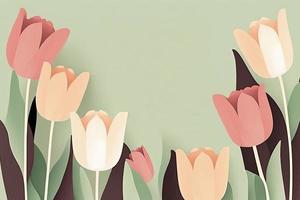 Spring card mockup with tulip flowers and space for text photo