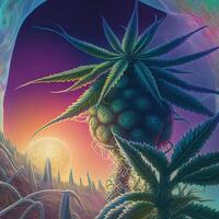 Psychedelic cannabis leaf. . Not based on any actual scene or pattern photo