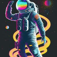 astronauta bailando en traje espacial. popular Arte estilo. generativo ai foto
