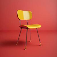 Mid century wooden kitchen chair on red background photo