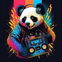 Party panda with boombox . Not based on any actual scene photo