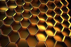 Abstract gold luxury polygonal mosaic background with hexagon pattern. AI photo