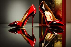 Stylish trendy red stilettos. Neural network photo