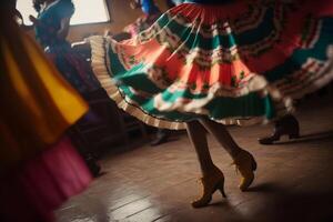 Dancer Participates at the Cinco De Mayo festival in motion. Neural network photo