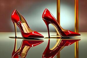 Stylish trendy red stilettos. Neural network photo