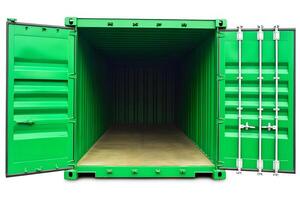 Container, open door, white background. Neural network photo