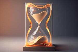 Sand running through the bulbs of an hourglass measuring the passing time in a countdown to a deadline. Neural network photo