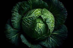 Cabbage on a black background. Neural network photo