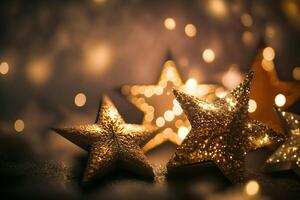 Abstract congratulatory luxury background with golden stars. Neural network photo