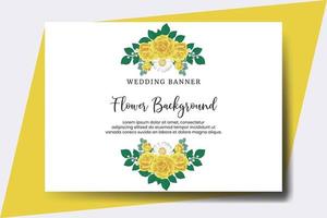 Wedding banner flower background, Digital watercolor hand drawn Yellow Rose Flower design Template vector