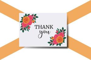 Thank you card Greeting Card Orange Rose Flower Design Template vector