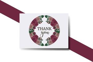 Thank you card Greeting Card Maroon Rose Flower Design Template vector