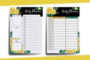 Planner To Do List Yellow Rose Flower Design Template vector