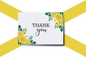 Thank you card Greeting Card Yellow Rose Flower Design Template vector